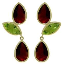 ALARRI 13.6 Carat 14K Solid Gold Chandelier Earrings Garnet Peridot