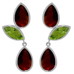 ALARRI 13.6 CTW 14K Solid White Gold Chandelier Earrings Garnet Peridot