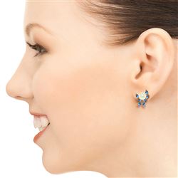 ALARRI 14K Solid Rose Gold Stud Earrings w/ Blue Topaz & Pearls