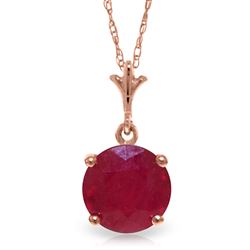 ALARRI 2.25 CTW 14K Solid Rose Gold Single Round Ruby Necklace