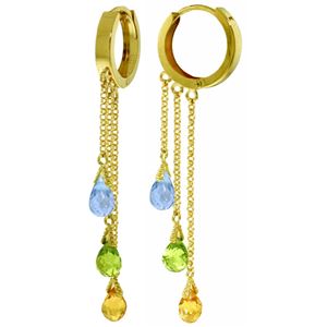 ALARRI 4.8 CTW 14K Solid Gold Chandelier Earrings Blue Topaz, Peridot C