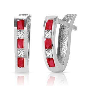 ALARRI 1.26 Carat 14K Solid White Gold Consumate Delight Ruby White Topaz Earrings