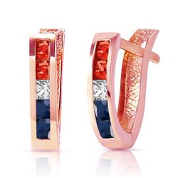 ALARRI 1.28 Carat 14K Solid Rose Gold Princess Tri Gem Hoop Earrings