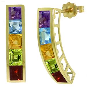 ALARRI 4.5 CTW 14K Solid Gold Earrings Natural Multi Gemstones