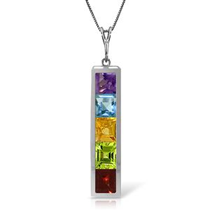 ALARRI 2.25 Carat 14K Solid White Gold Necklace Natural Multi Gemstones