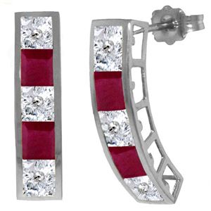 ALARRI 4.7 Carat 14K Solid White Gold Earrings Natural White Topaz Ruby