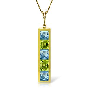 ALARRI 2.25 Carat 14K Solid Gold Not Just Anyone Blue Topaz Peridot Necklace