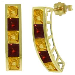 ALARRI 4.5 Carat 14K Solid Gold Earrings Natural Citrine Garnet