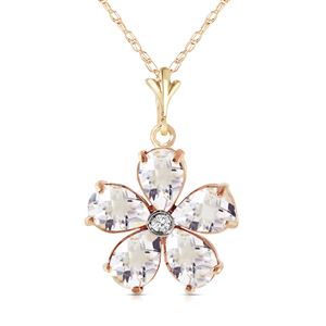 ALARRI 2.22 Carat 14K Solid Gold Heart Is Awake White Topaz Necklace