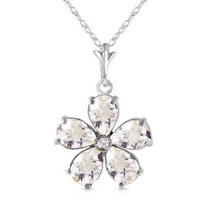 ALARRI 2.22 CTW 14K Solid White Gold Learn By Heart White Topaz Diamond Necklace