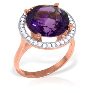 ALARRI 6.2 CTW 14K Solid Rose Gold Ring Natural Diamond Amethyst