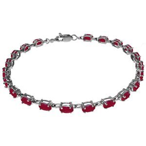 ALARRI 8 Carat 14K Solid White Gold Tennis Bracelet Natural Ruby