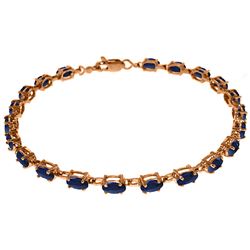 ALARRI 14K Solid Rose Gold Tennis Bracelet w/ Natural Sapphires