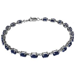 ALARRI 8 CTW 14K Solid White Gold Tennis Bracelet Natural Sapphire