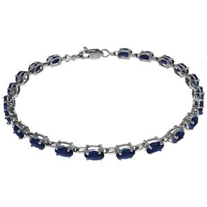 ALARRI 8 CTW 14K Solid White Gold Tennis Bracelet Natural Sapphire