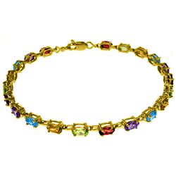 ALARRI 5.46 CTW 14K Solid Gold Tennis Bracelet Multi Gemstones