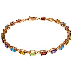 ALARRI 14K Solid Rose Gold Tennis Bracelet w/ Multi Gemstones