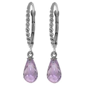 ALARRI 3 Carat Silver Leverback Earrings Briolette Amethyst