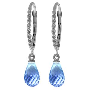 ALARRI 3 Carat Silver Leverback Earrings Briolette Blue Topaz