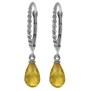 ALARRI 3 Carat Silver Leverback Earrings Briolette Citrine