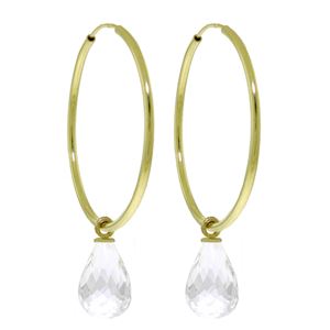 ALARRI 4.5 Carat 14K Solid Gold Hoop Earrings Natural White Topaz