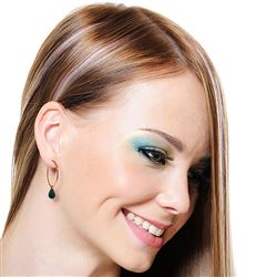 ALARRI 14K Solid Rose Gold Hoop Earrings w/ Natural Emeralds