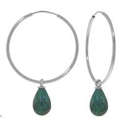 ALARRI 6.6 Carat 14K Solid White Gold Hoop Earrings Natural Emerald