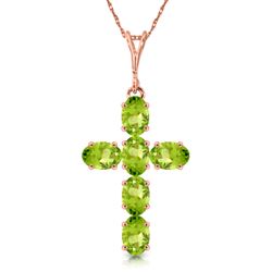 ALARRI 1.5 Carat 14K Solid Rose Gold Cross Necklace Natural Peridot