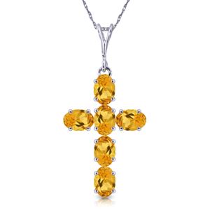 ALARRI 1.5 Carat 14K Solid White Gold Cross Necklace Natural Citrine