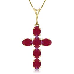 ALARRI 1.5 Carat 14K Solid Gold Cross Necklace Natural Ruby