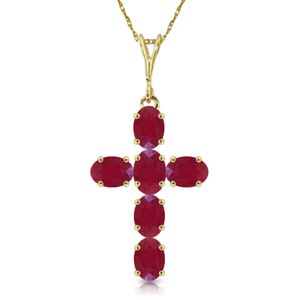 ALARRI 1.5 Carat 14K Solid Gold Cross Necklace Natural Ruby