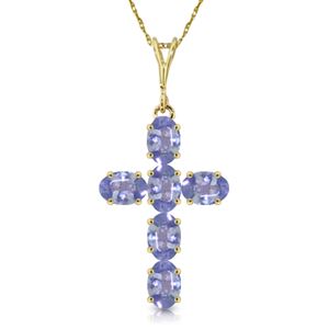 ALARRI 1.5 Carat 14K Solid Gold Cross Necklace Natural Tanzanite