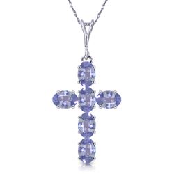 ALARRI 1.5 CTW 14K Solid White Gold Cross Necklace Natural Tanzanite