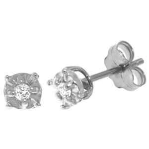 ALARRI 0.06 Carat 14K Solid White Gold Illusion Settings Stud Earrings Diamond