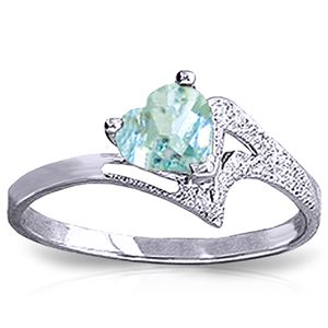 ALARRI 0.95 Carat 14K Solid White Gold White Dove Aquamarine Ring