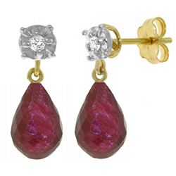 ALARRI 17.66 Carat 14K Solid Gold Stud Earrings Diamond Ruby