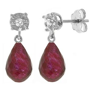 ALARRI 17.66 Carat 14K Solid White Gold Stud Earrings Diamond Ruby