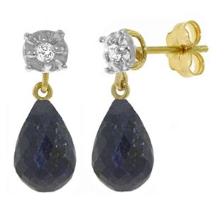 ALARRI 17.66 CTW 14K Solid Gold Stud Earrings Diamond Sapphire