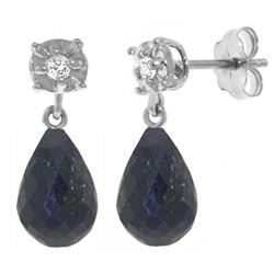 ALARRI 17.66 CTW 14K Solid White Gold Stud Earrings Diamond Sapphire