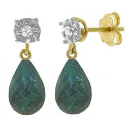 ALARRI 17.66 Carat 14K Solid Gold Stud Earrings Diamond Emerald