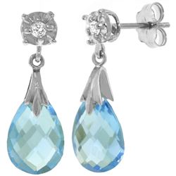 ALARRI 6.06 Carat 14K Solid White Gold Stud Earrings Diamond Blue Topaz