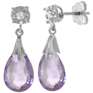 ALARRI 6.06 Carat 14K Solid White Gold Stud Earrings Diamond Amethyst