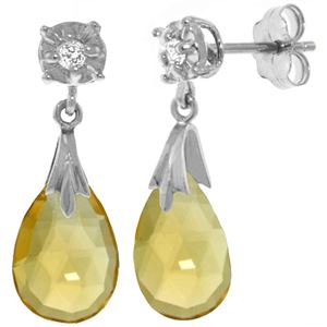 ALARRI 6.06 CTW 14K Solid White Gold Stud Earrings Diamond Citrine