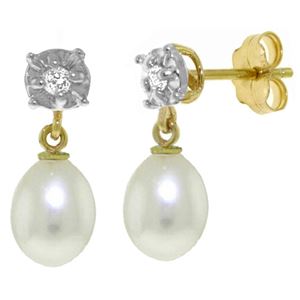ALARRI 8.06 Carat 14K Solid Gold Sailing Silently Pearl Diamond Earrings