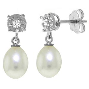 ALARRI 8.06 CTW 14K Solid White Gold Afterglow Pearl Diamond Earrings