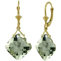 ALARRI 17.5 Carat 14K Solid Gold Silhouette Green Amethyst Earrings