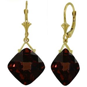 ALARRI 17.5 Carat 14K Solid Gold Leverback Earrings Checkerboard Cut Garnet