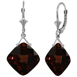 ALARRI 17.5 Carat 14K Solid White Gold Leverback Earrings Checkerboard Cut Garnet