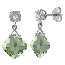 ALARRI 17.56 Carat 14K Solid White Gold Secure Soul Green Amethyst Diamond Earrings