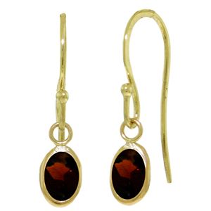 ALARRI 1 Carat 14K Solid Gold Fish Hook Earrings Garnet